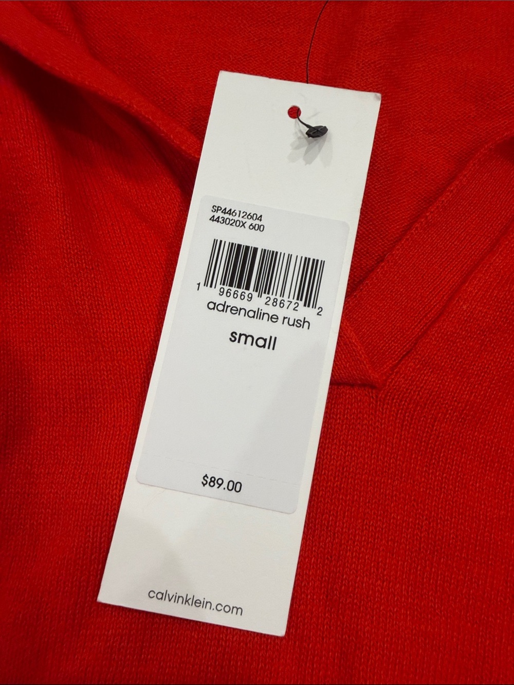 New Calvin Klein Small Women's Bright Red V-Neck Knit Sweater - Picture 5 of 6